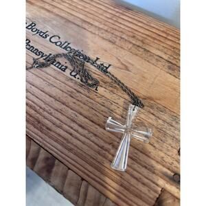 Estate Sale Necklace Glass Cross Chain Needs Repaired Beautiful Piece!